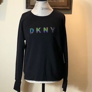 NWT DKNY Sport Black Crew Neck Sweatshirt Sz M